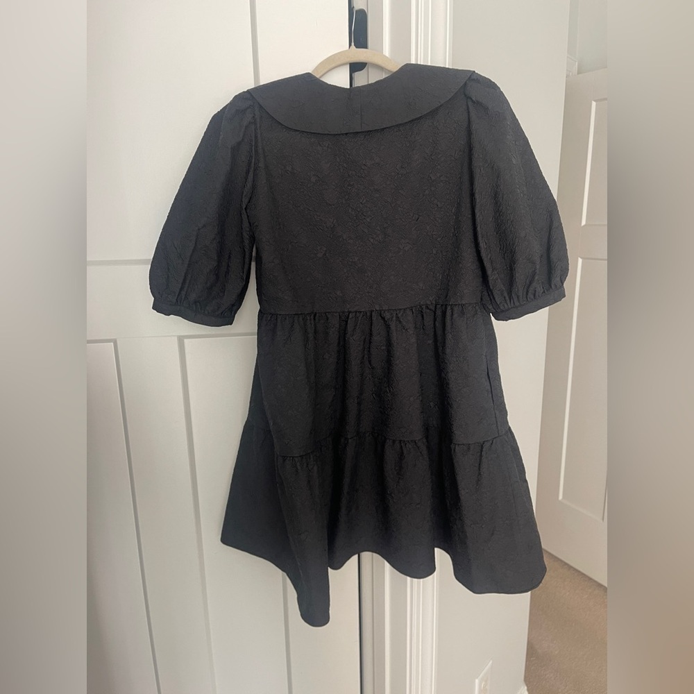 AMANDA UPRICHARD Evangeline Dress in Eclipse black gold buttons mini collar - Picture 5 of 5